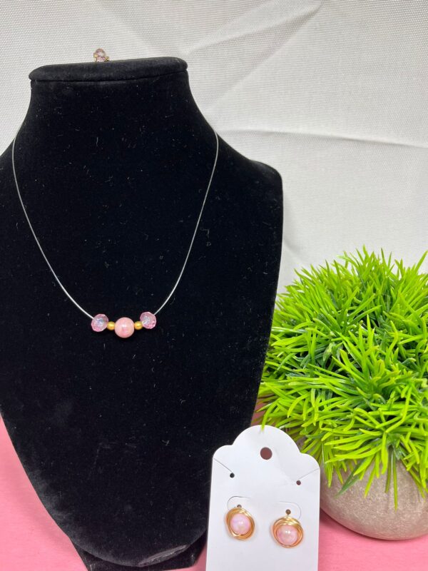 Pink Pearl Necklace & Matching Earnings